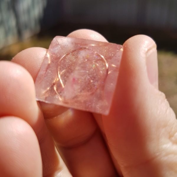 Crystal Clear Rose Quartz and Copper 2cm 2