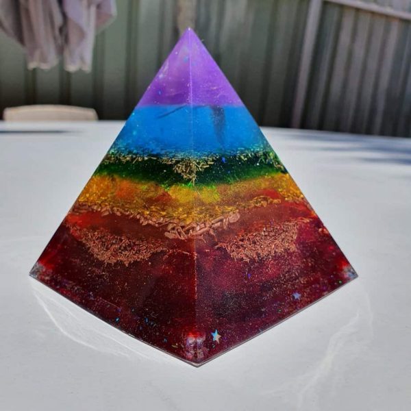 Chimera Dreams Rainbow Orgone Orgonite Pyramid 9cm 2